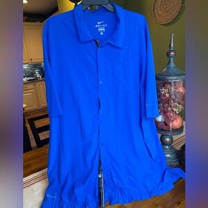 EUC Nike Blue Short Sleeve Nike Dri-Fit Button Down Shirt